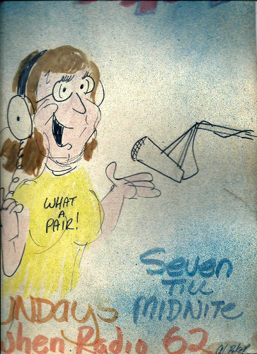 Cartoon Drawn by Weatherman Al Roker for WHEN's Night Lady, Leigh Taylor - Early 70s - Syracuse radio